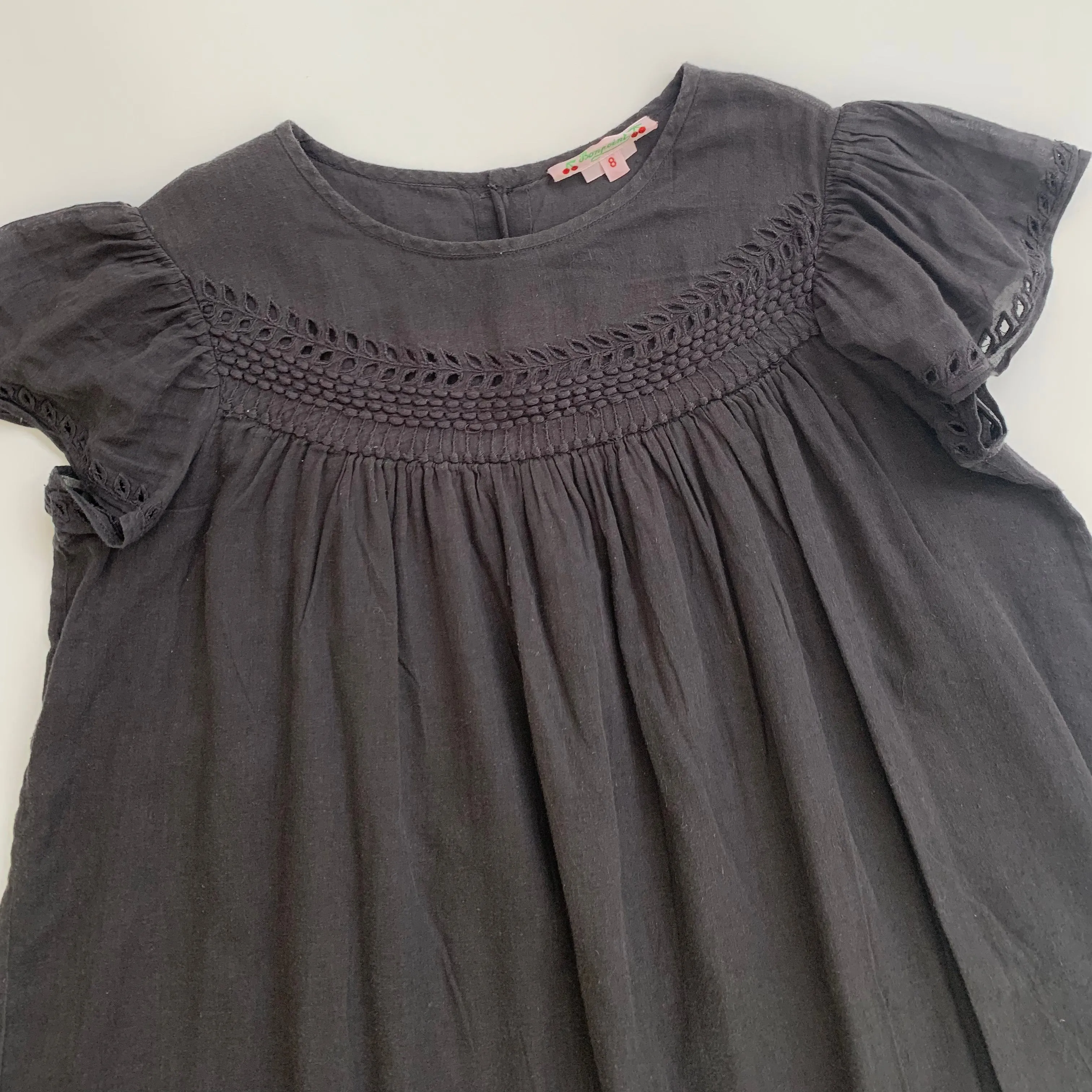 Bonpoint Dark Grey Cotton Summer Dress: 8 Years