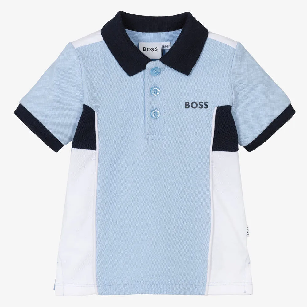 Boys Blue Cotton Polo Shirt