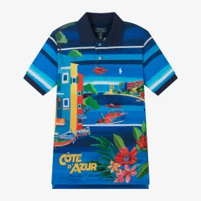 Boys Blue Riviera Cotton Polo Shirt