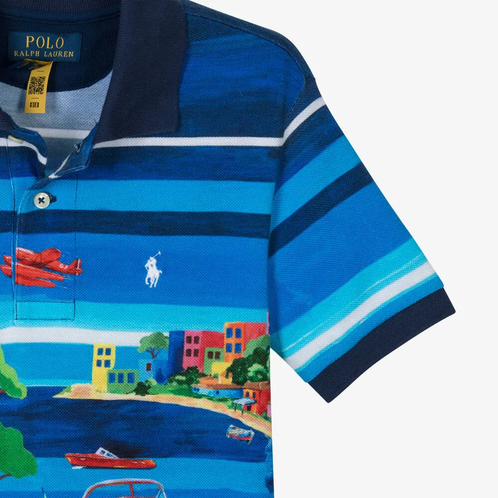 Boys Blue Riviera Cotton Polo Shirt