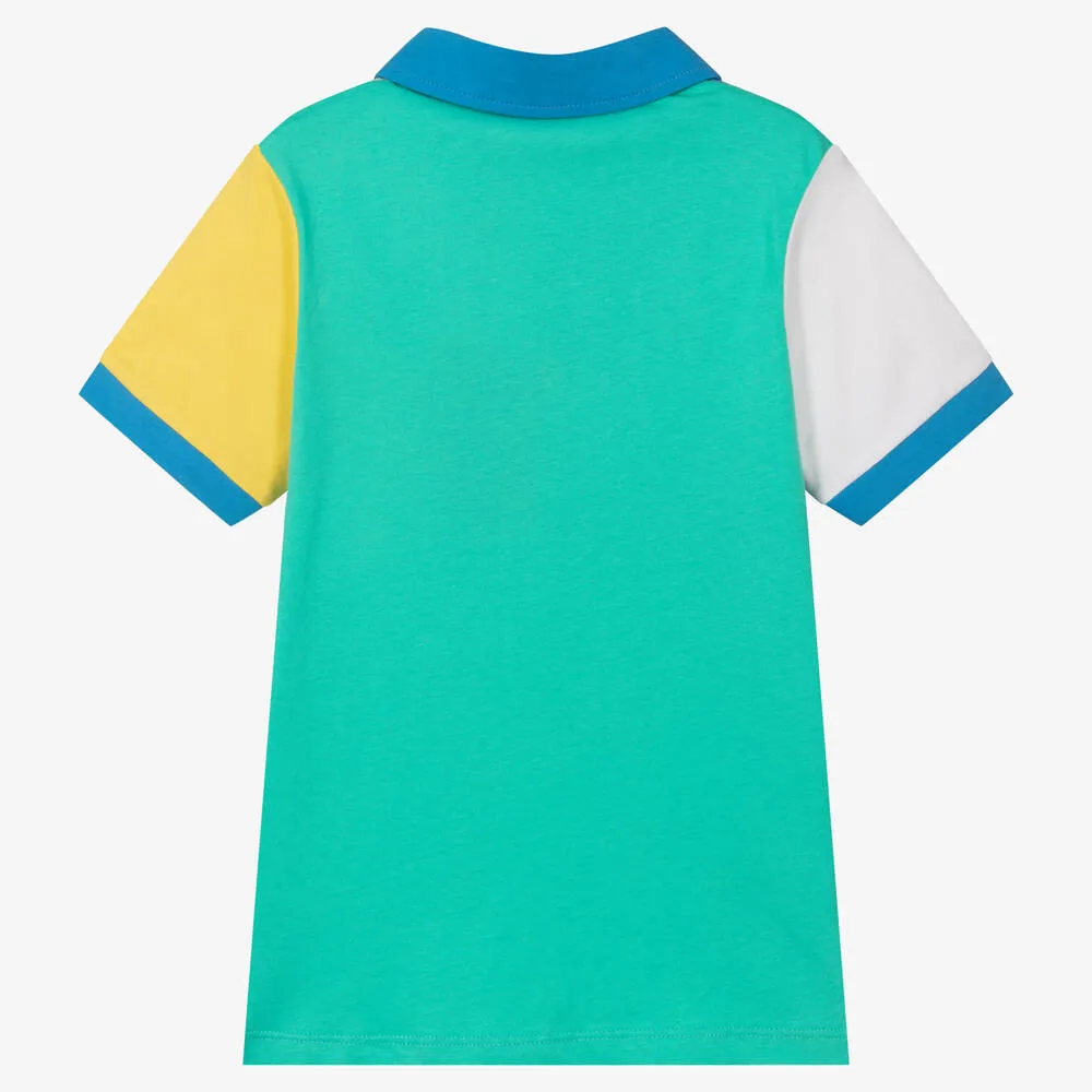 Boys Cotton Colourblock Polo Shirt