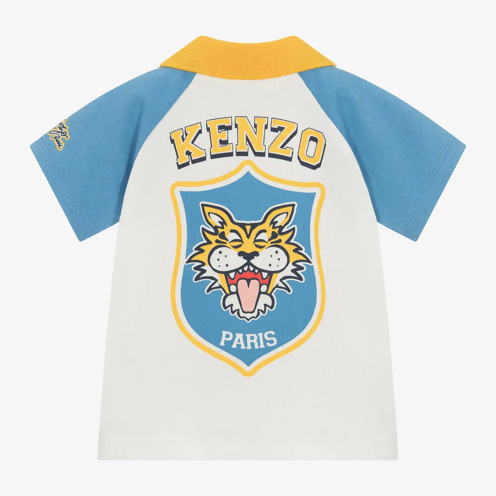 Boys Ivory Cotton Tiger Polo Shirt