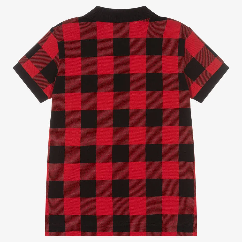 Boys Red Check Polo Shirt