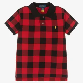 Boys Red Check Polo Shirt