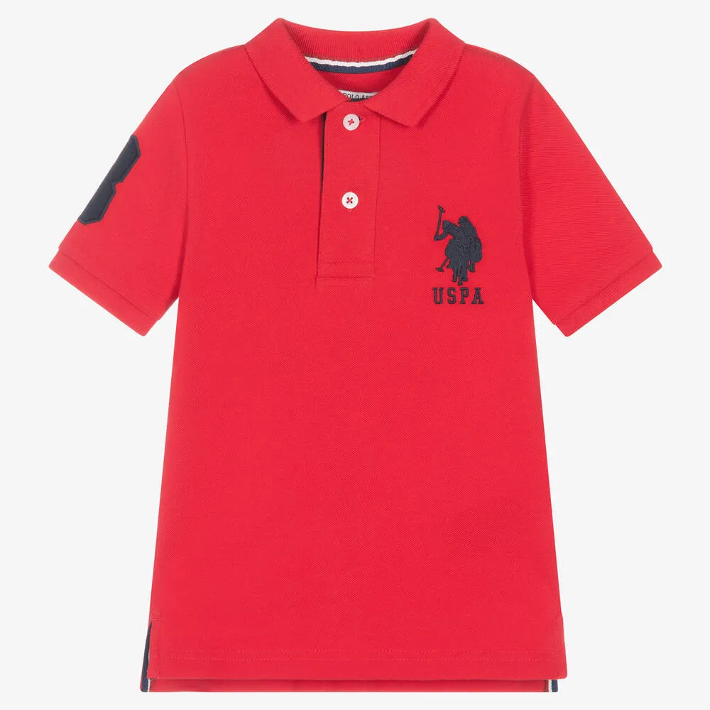 Boys Red Cotton Polo Shirt