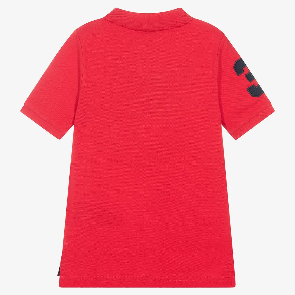 Boys Red Cotton Polo Shirt