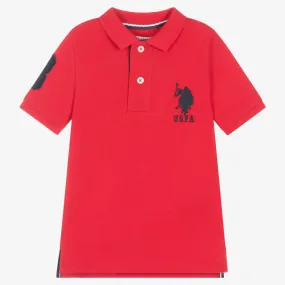 Boys Red Cotton Polo Shirt