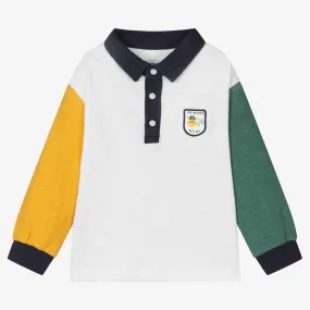 Boys White Cotton Polo Shirt