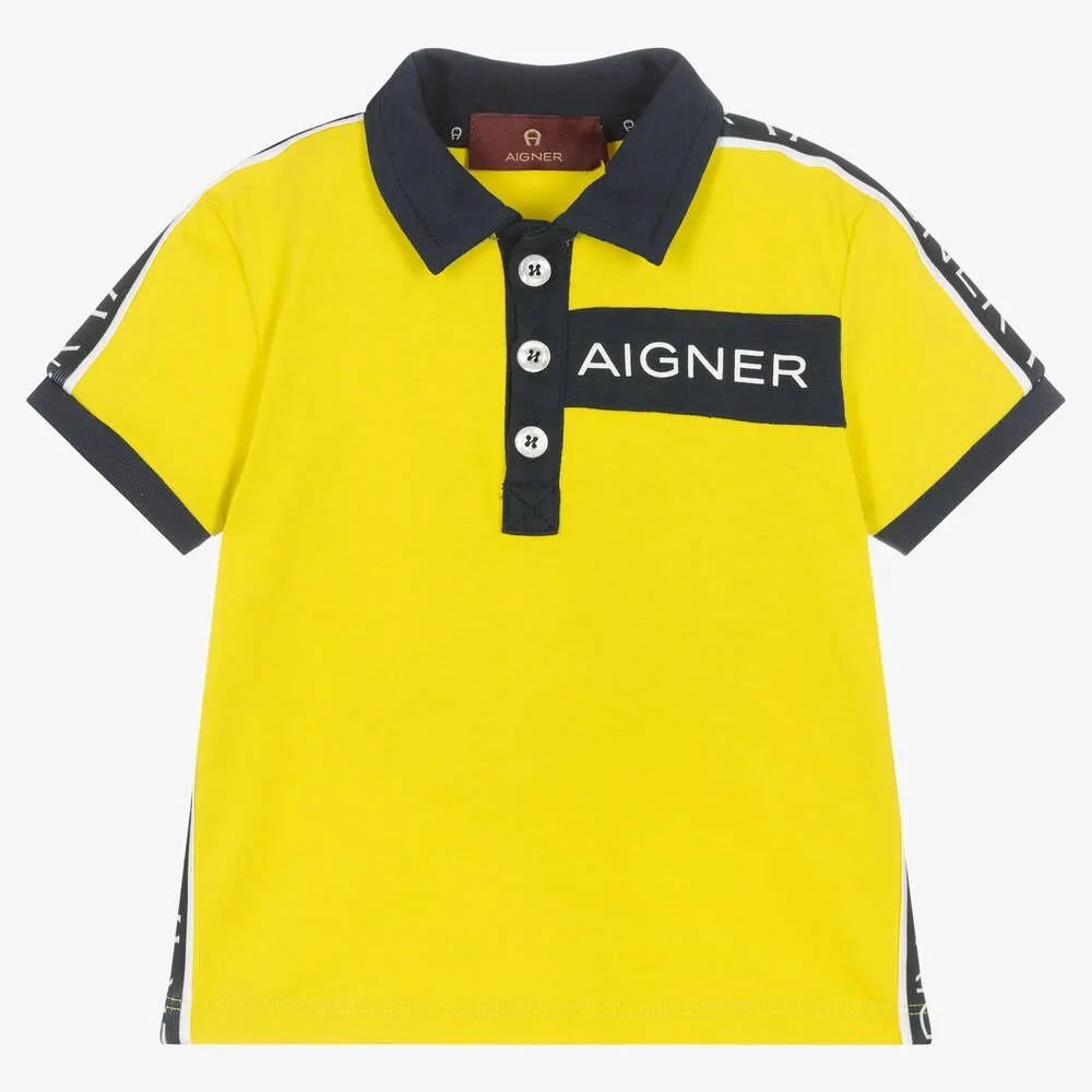 Boys Yellow Cotton Logo Polo Shirt