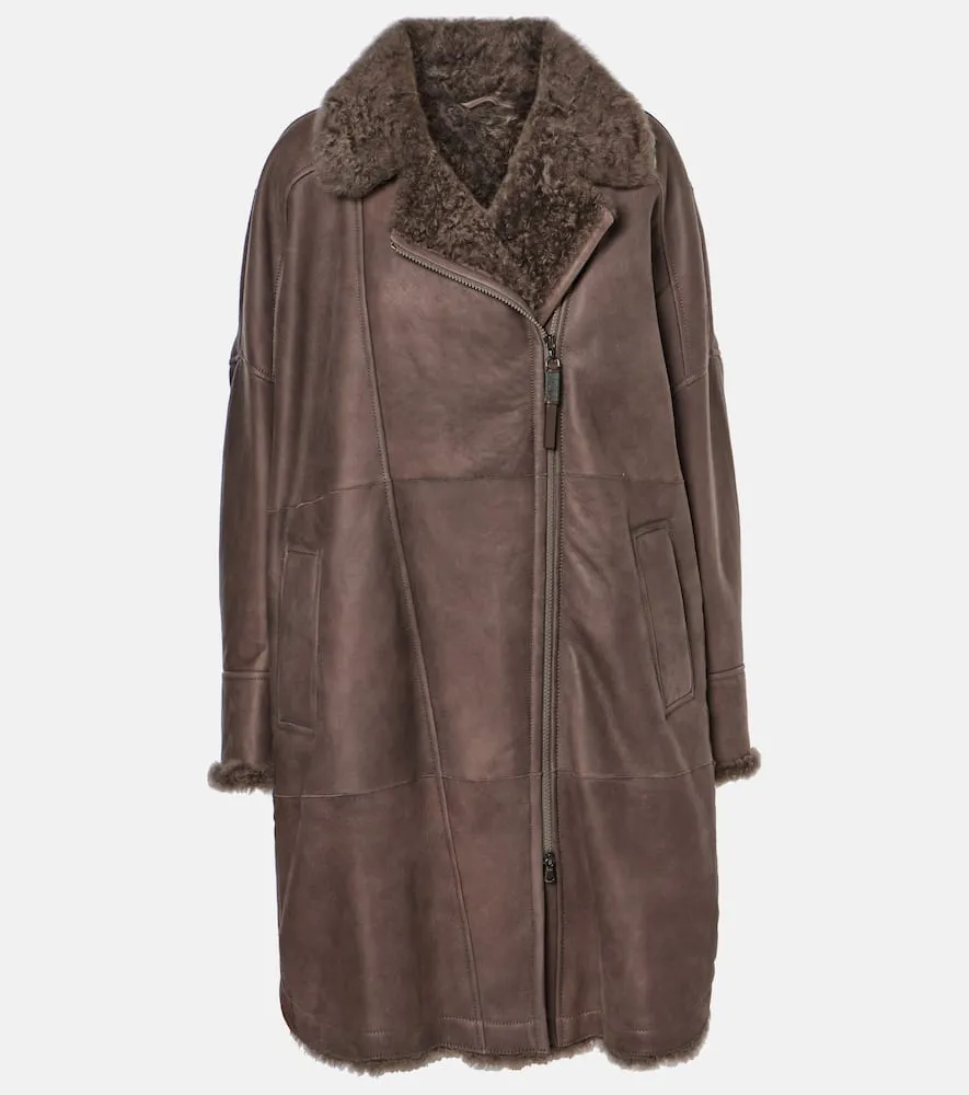 Brunello Cucinelli Shearling-lined leather coat