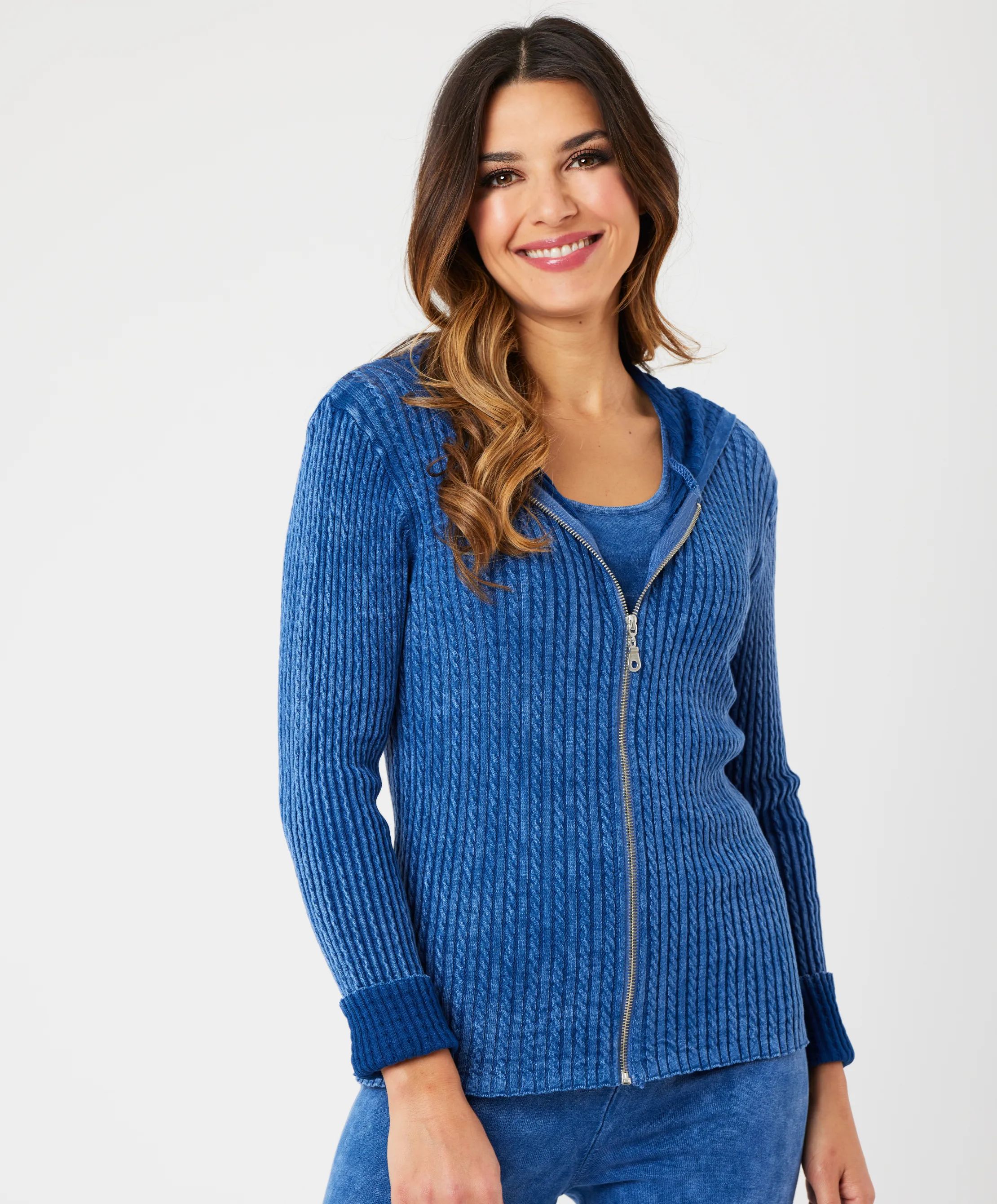 Cable Zip Up Sweater