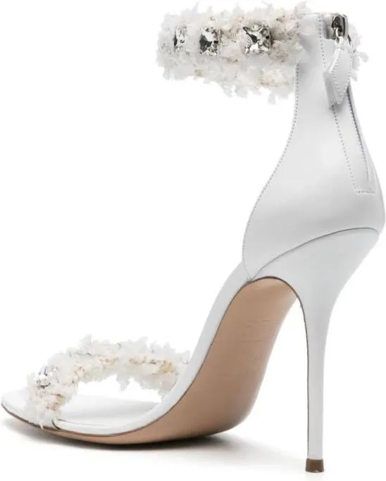 Casadei Elasa+Minorca gem-embellished leather sandals White