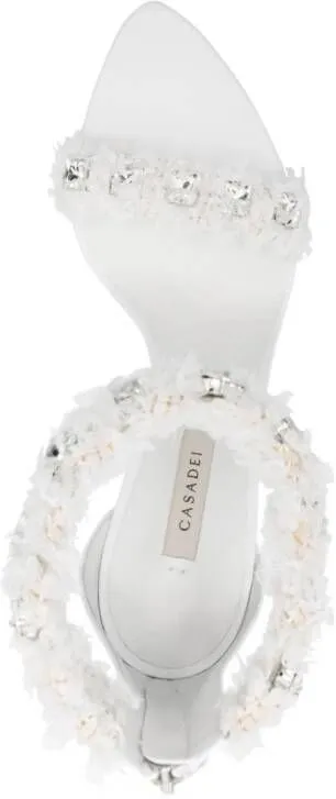 Casadei Elasa+Minorca gem-embellished leather sandals White