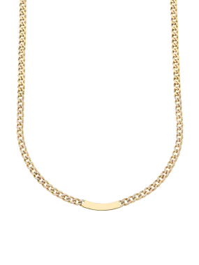 Curb Link ID Necklace - White Diamond / 14k Yellow Gold