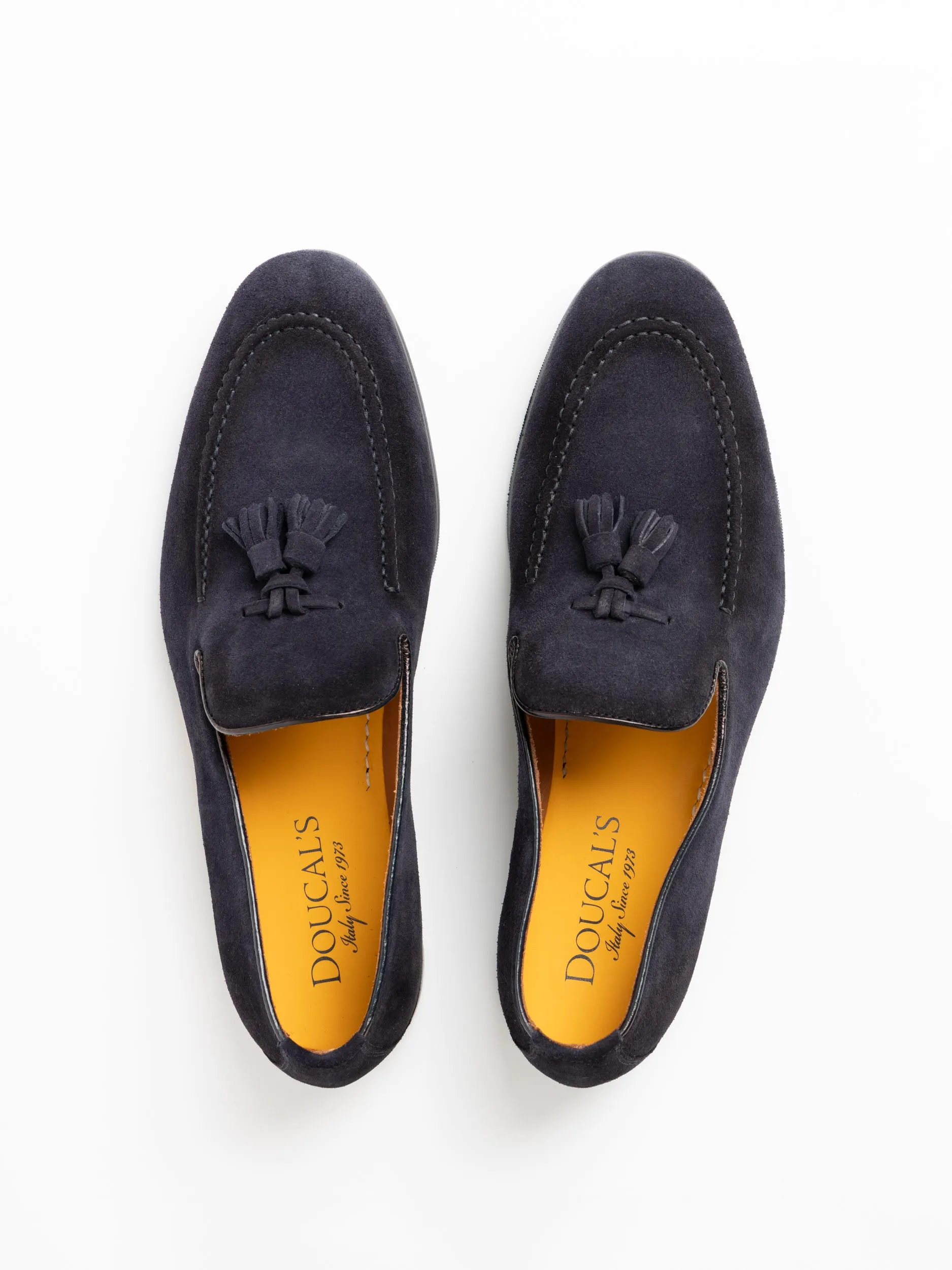 Doucals Navy Suede Loafer with Tassels