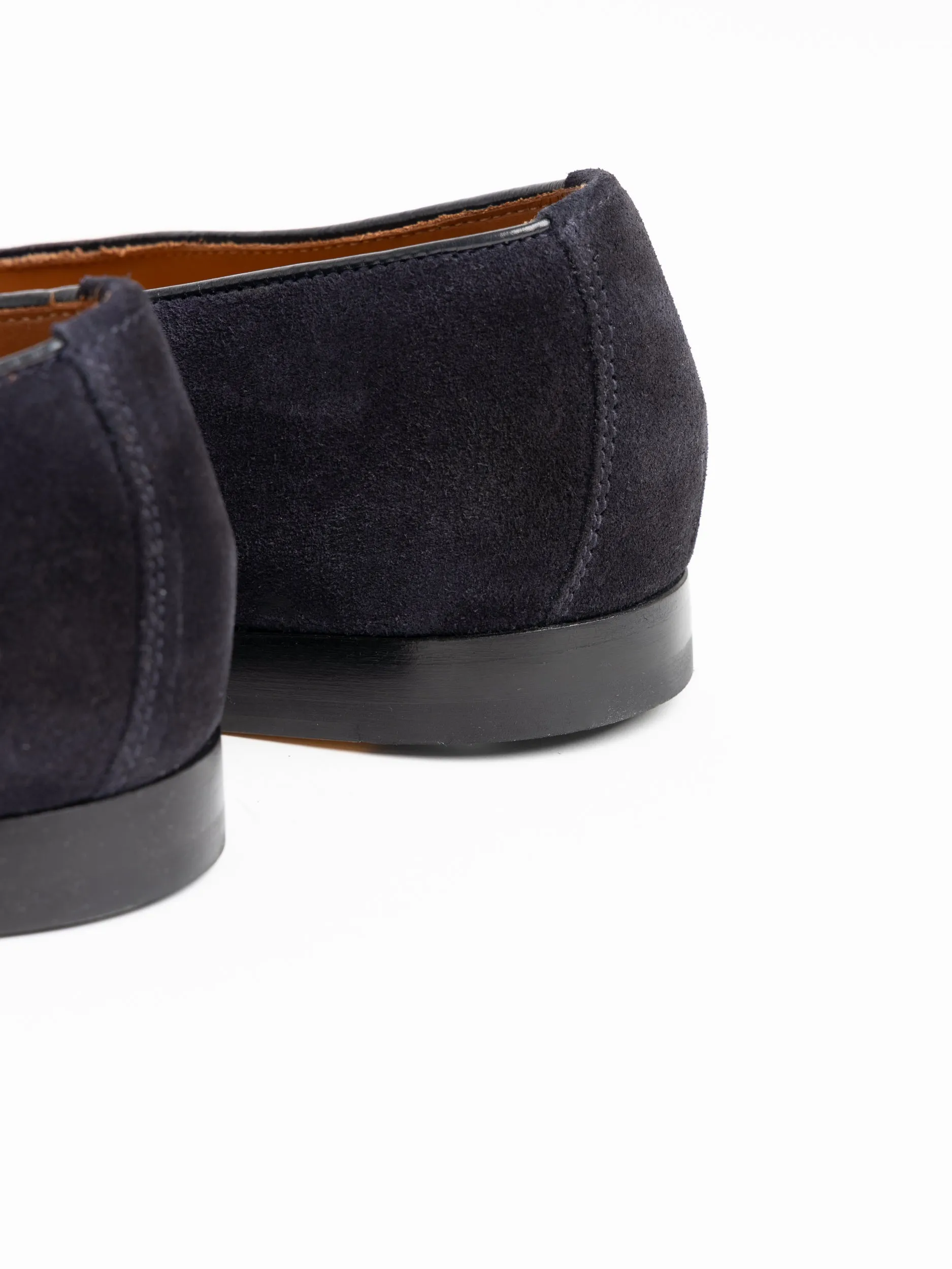 Doucals Navy Suede Loafer with Tassels