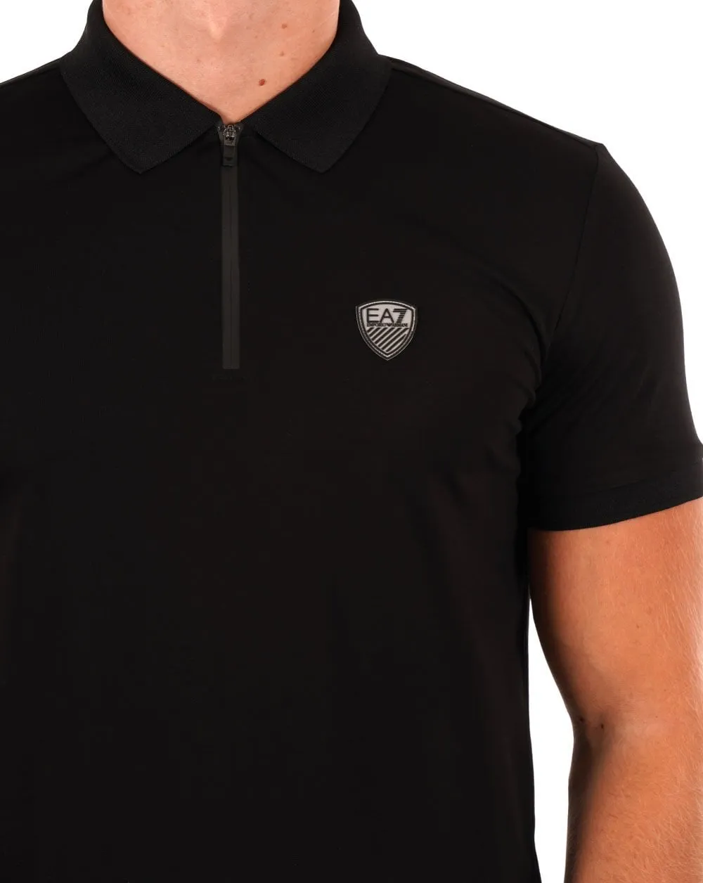 EA7 Zip Polo Shirt Black