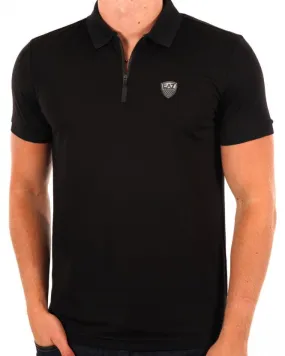 EA7 Zip Polo Shirt Black