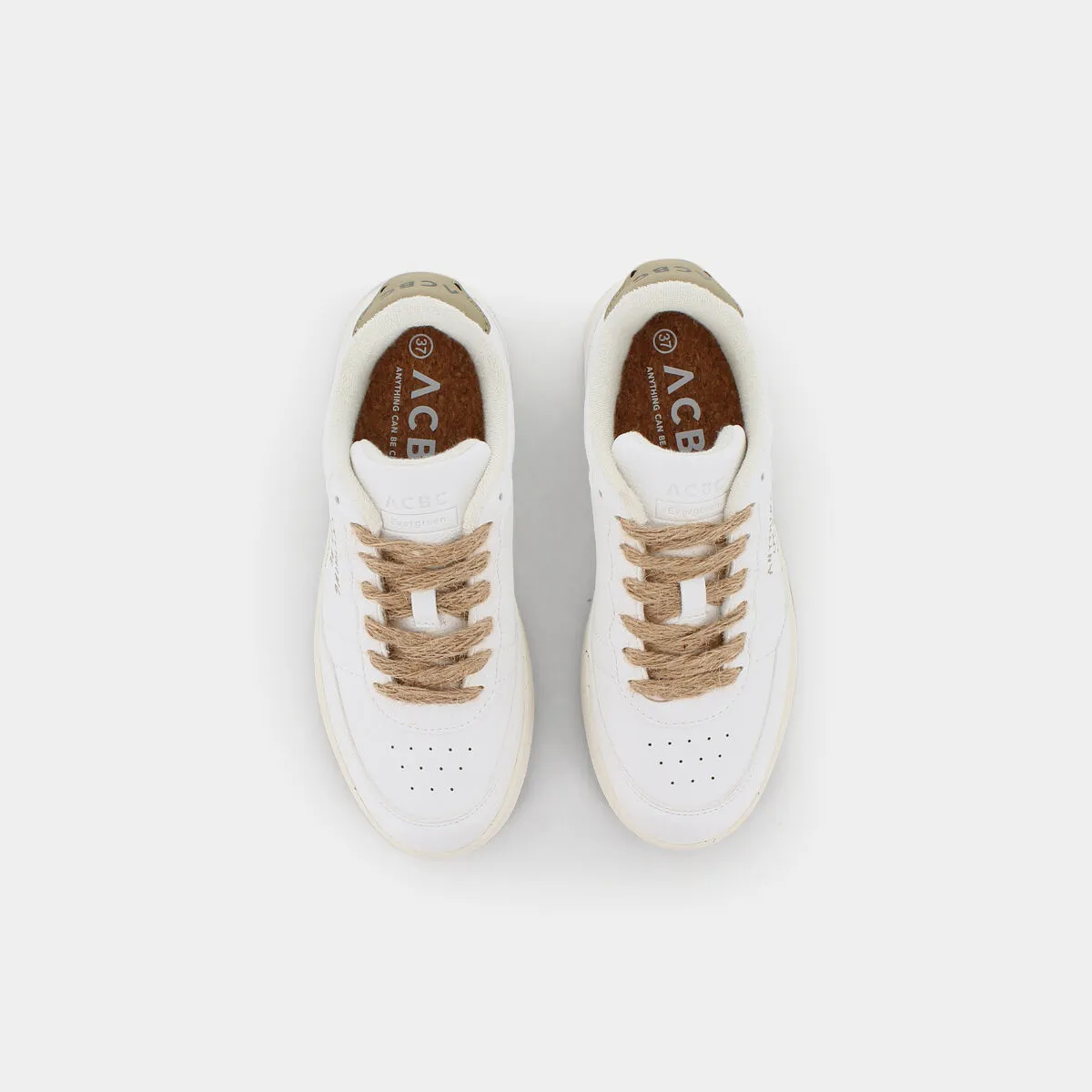 EVERGREEN-WHITE/COFFEE- SNEAKERS