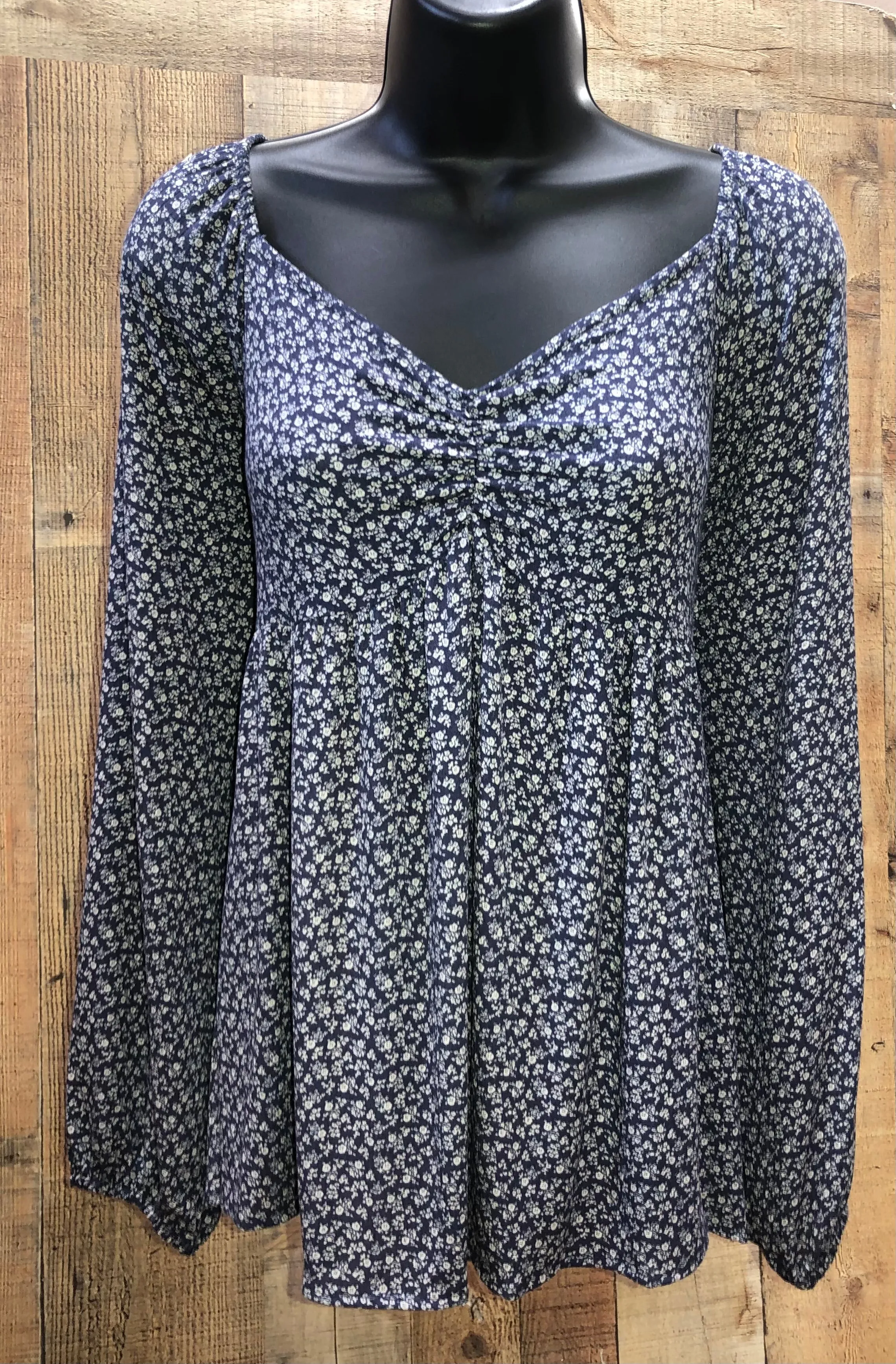 Floral Blouse - Navy