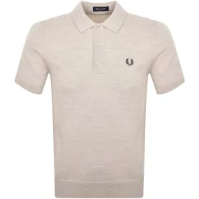 Fred Perry Knitted Polo T Shirt Beige