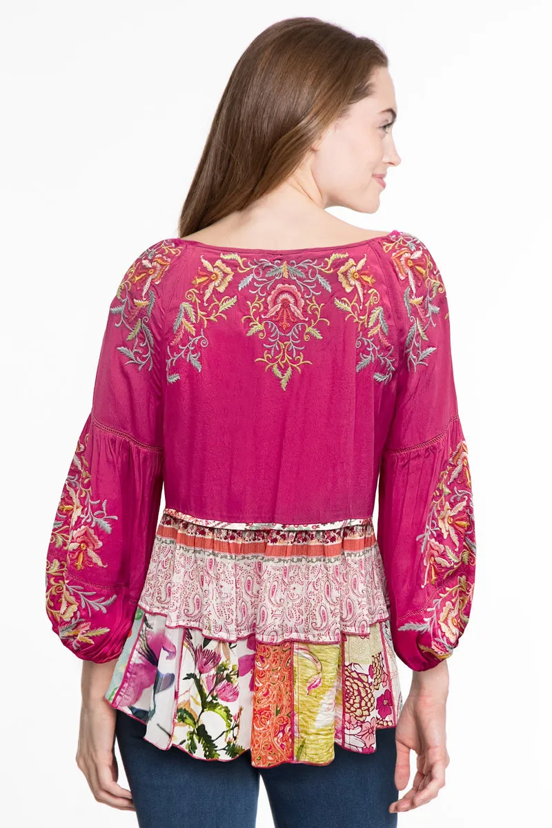 Fuchsia Peasant Blouse