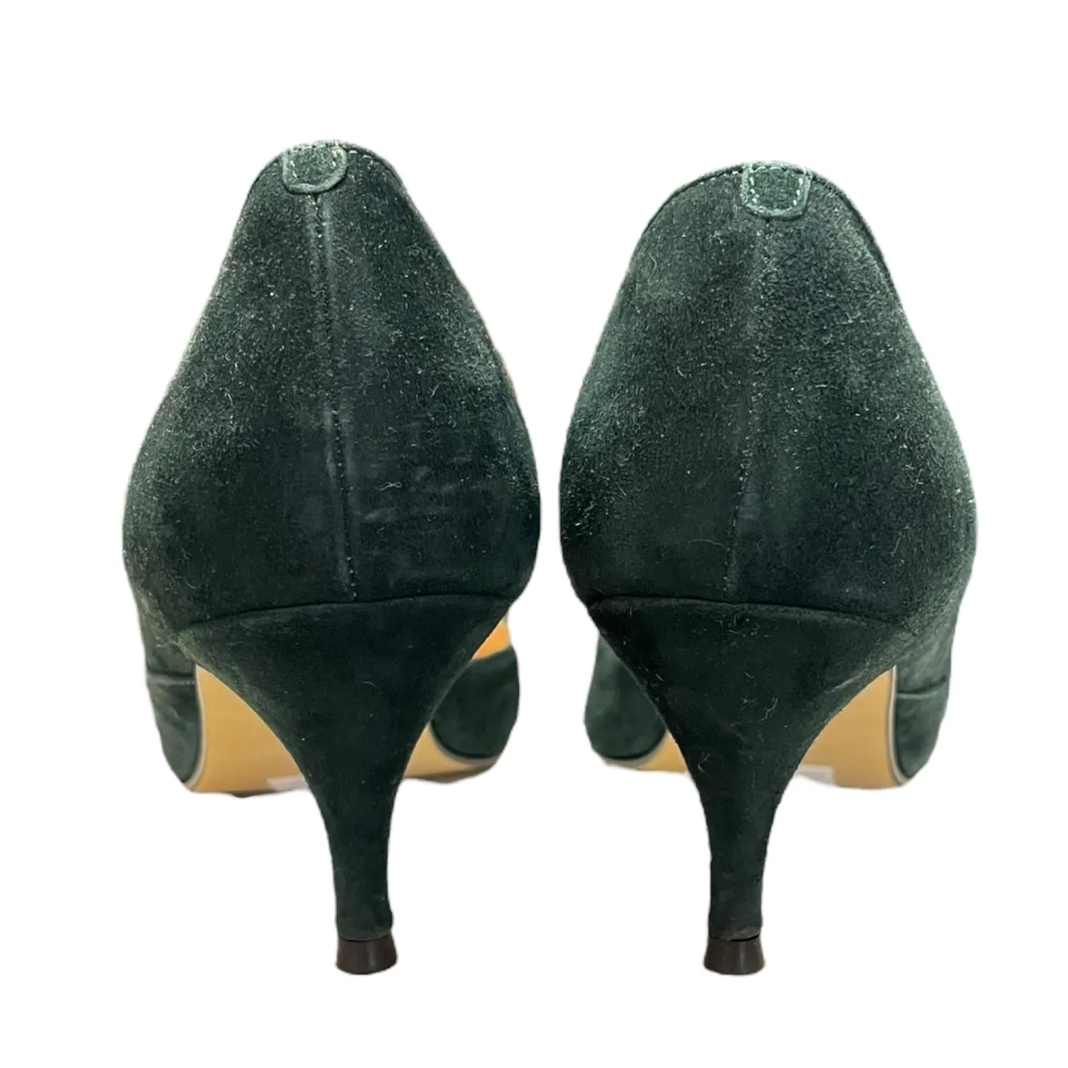 Ganni Green Suede Kitten Heels