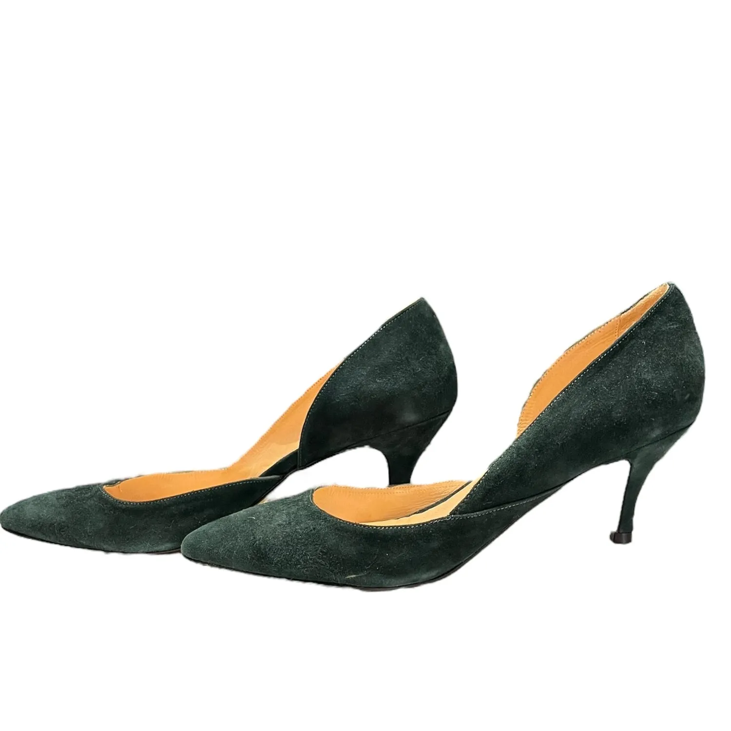 Ganni Green Suede Kitten Heels