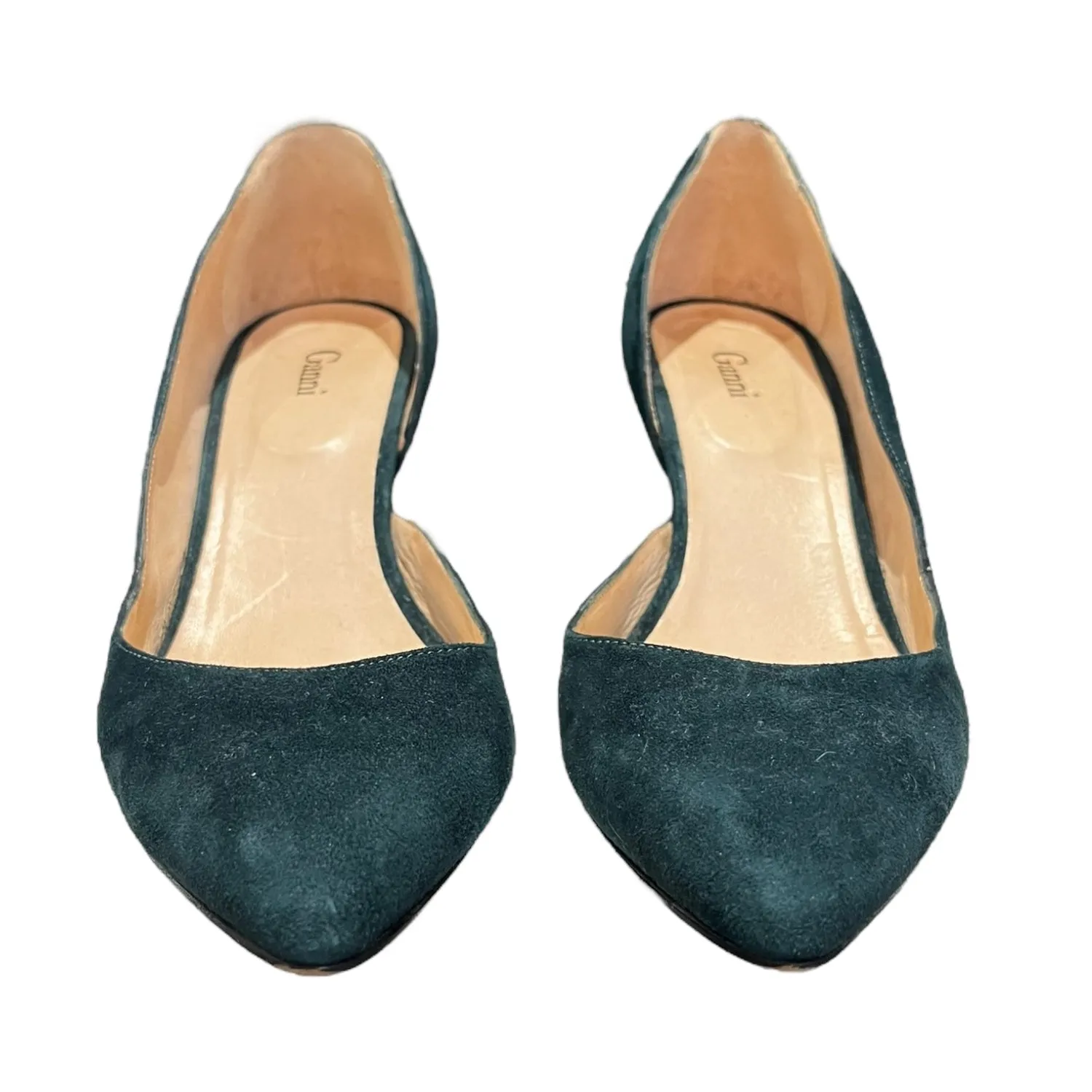 Ganni Green Suede Kitten Heels