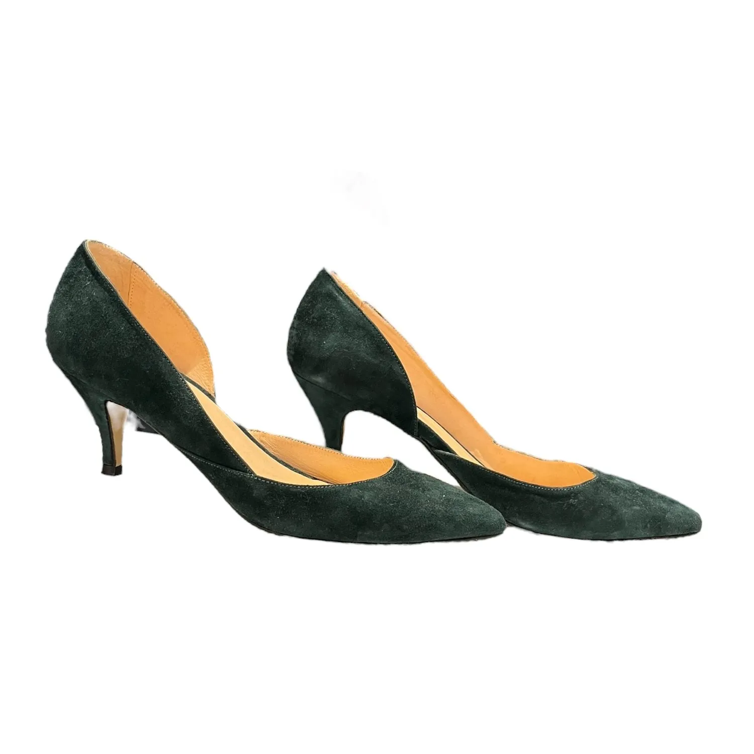 Ganni Green Suede Kitten Heels