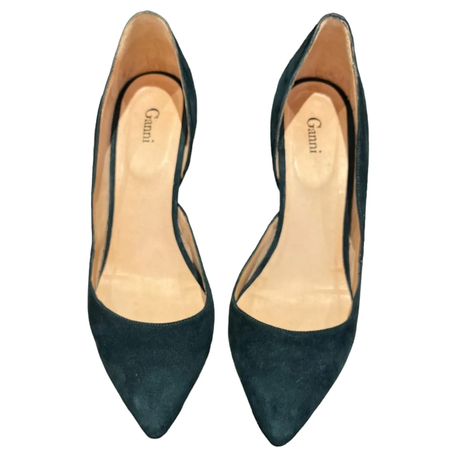 Ganni Green Suede Kitten Heels