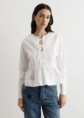 Ganni -  Tie String Peplum Blouse - Blouse