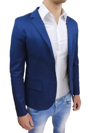 GIACCA BLAZER UOMO SARTORIALE SLIM FIT ADERENTE BLU CHIARO XS S M L XL XXL 3XL