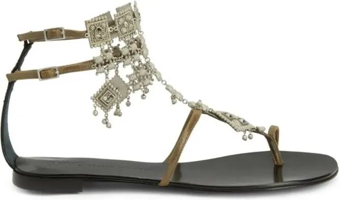 Giuseppe Zanotti Amira embellished suede sandals Green