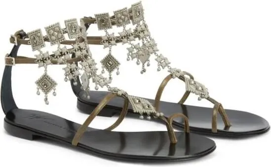 Giuseppe Zanotti Amira embellished suede sandals Green