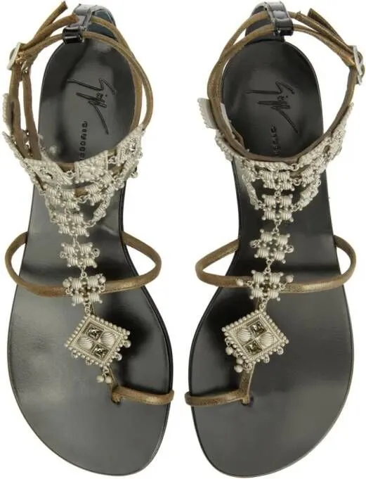 Giuseppe Zanotti Amira embellished suede sandals Green