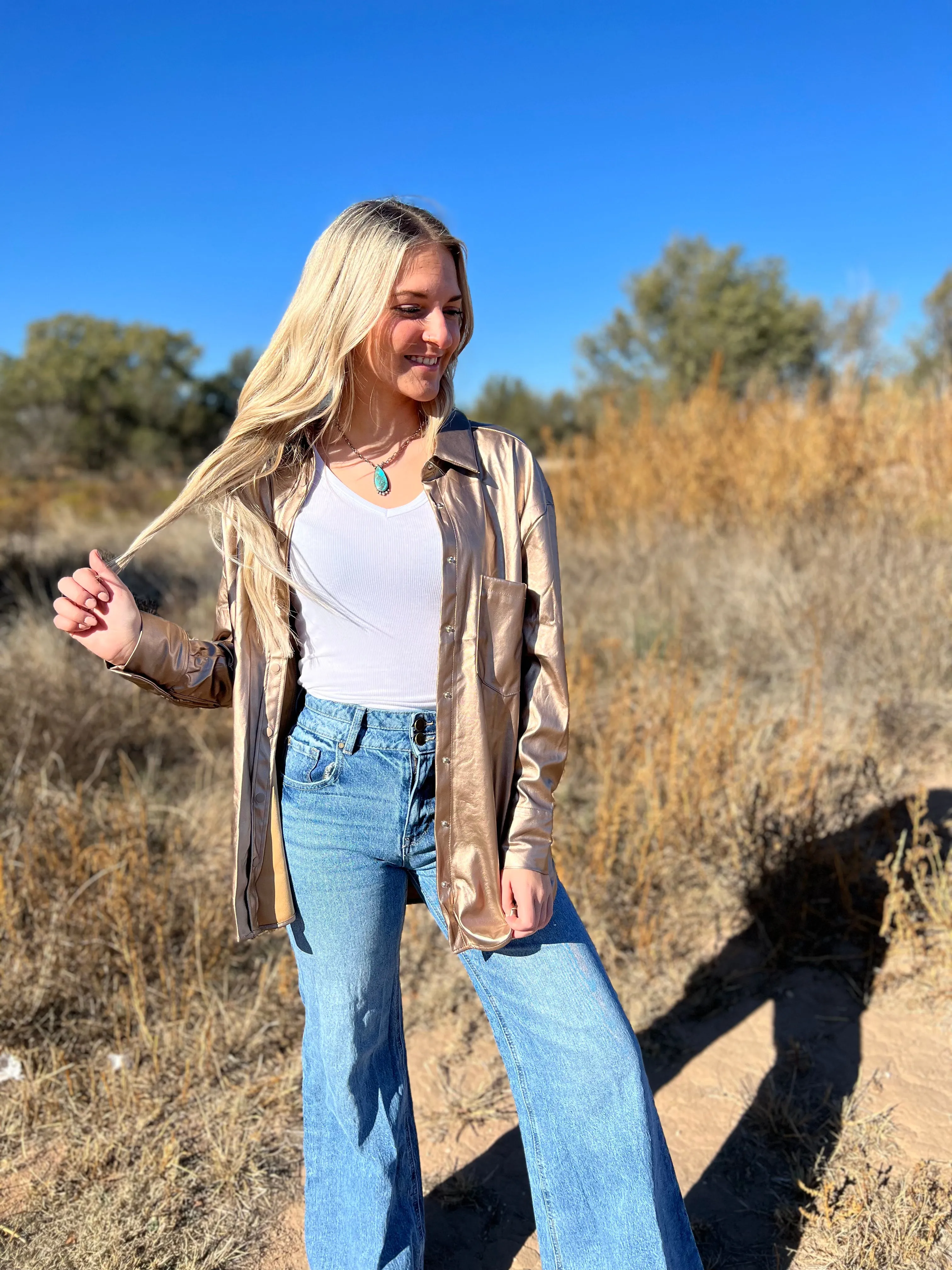 Gold Pleather Blouse