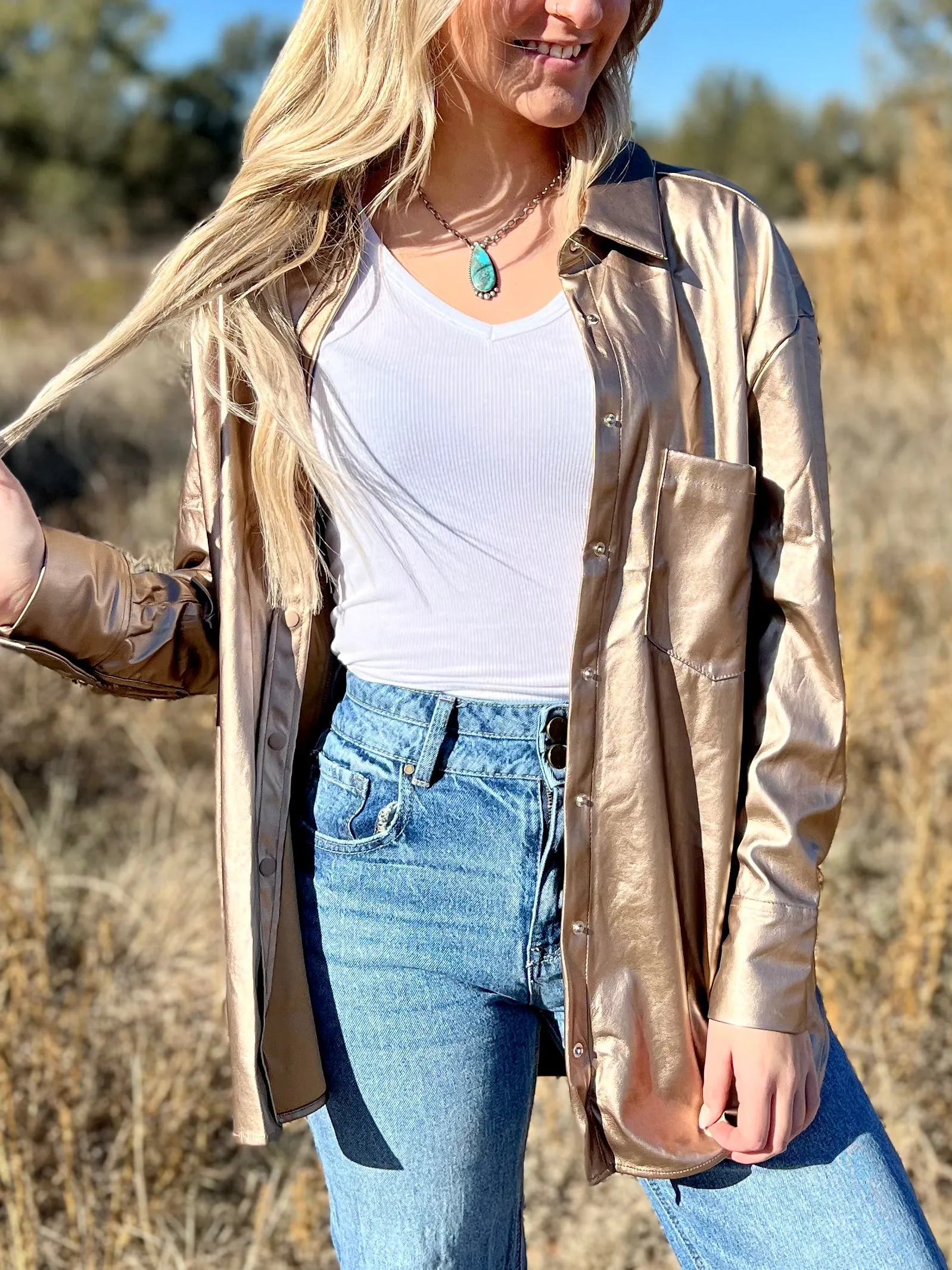 Gold Pleather Blouse