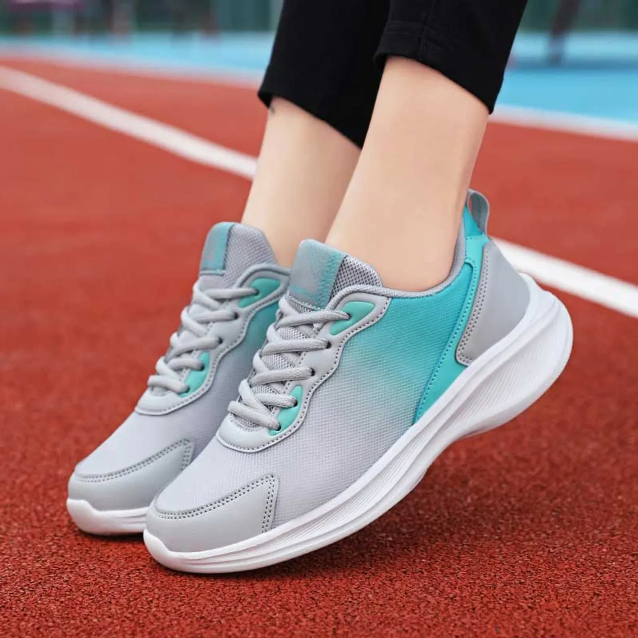 Grey blue flyknit casual shoe sneaker