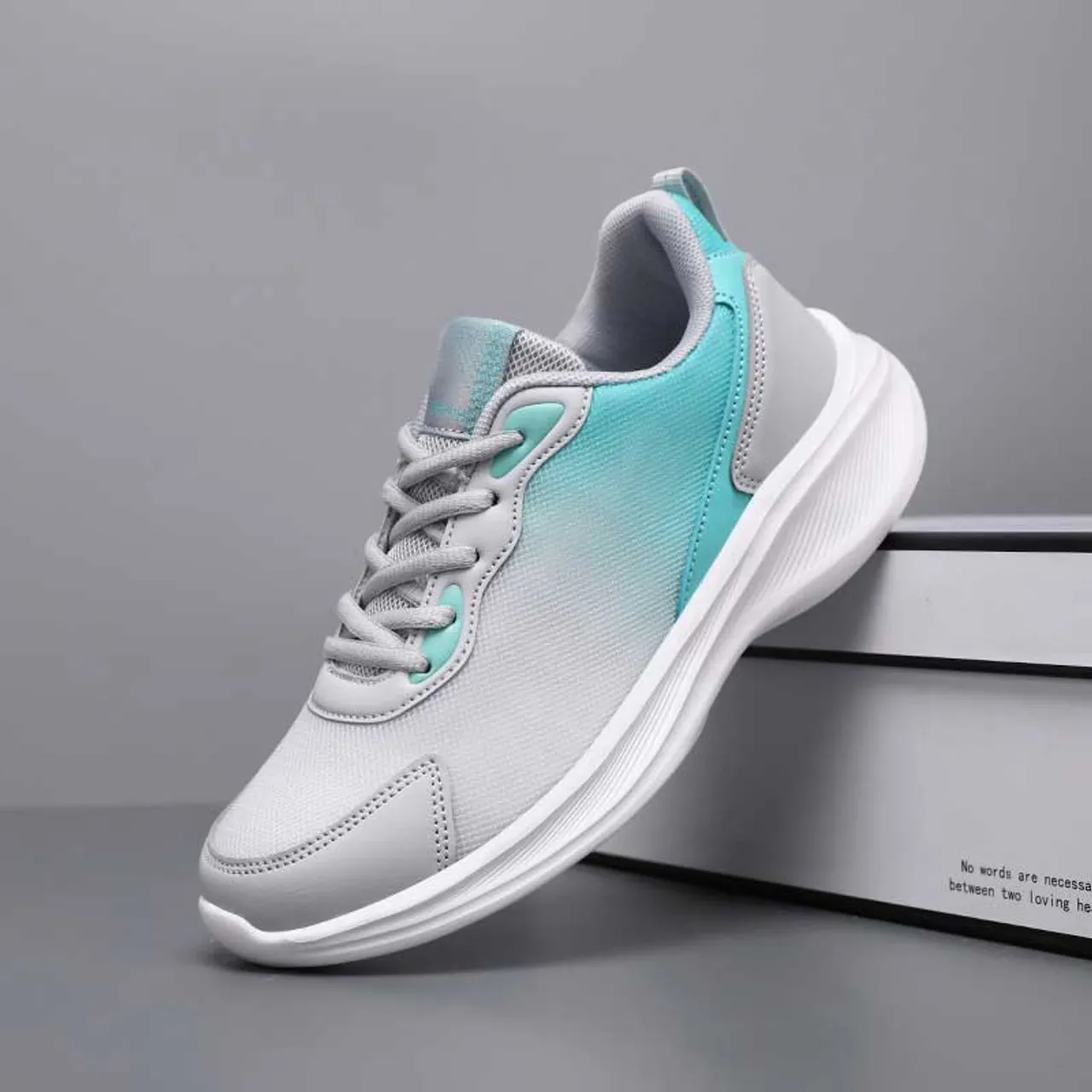 Grey blue flyknit casual shoe sneaker