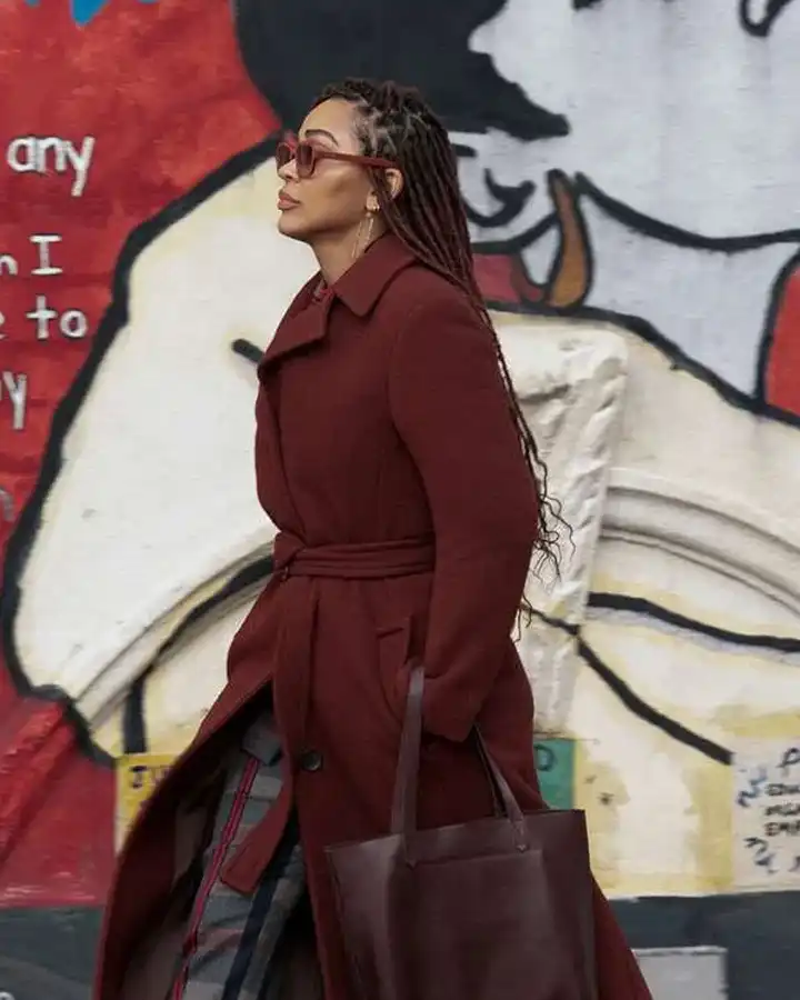 Harlem Meagan Good Brown Wool Coat