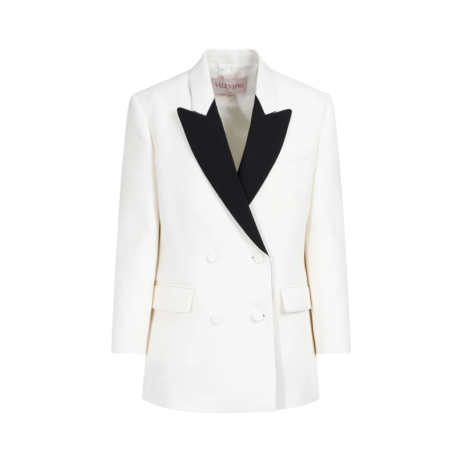 IVORY DOUBLE-BREASTED JACKET IN WOOL