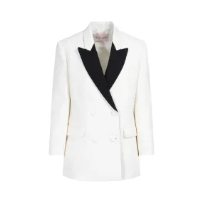 IVORY DOUBLE-BREASTED JACKET IN WOOL