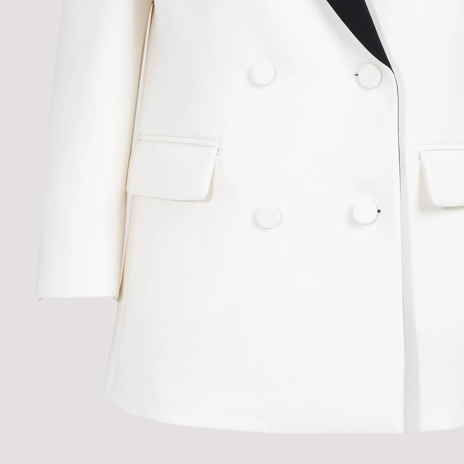 IVORY DOUBLE-BREASTED JACKET IN WOOL