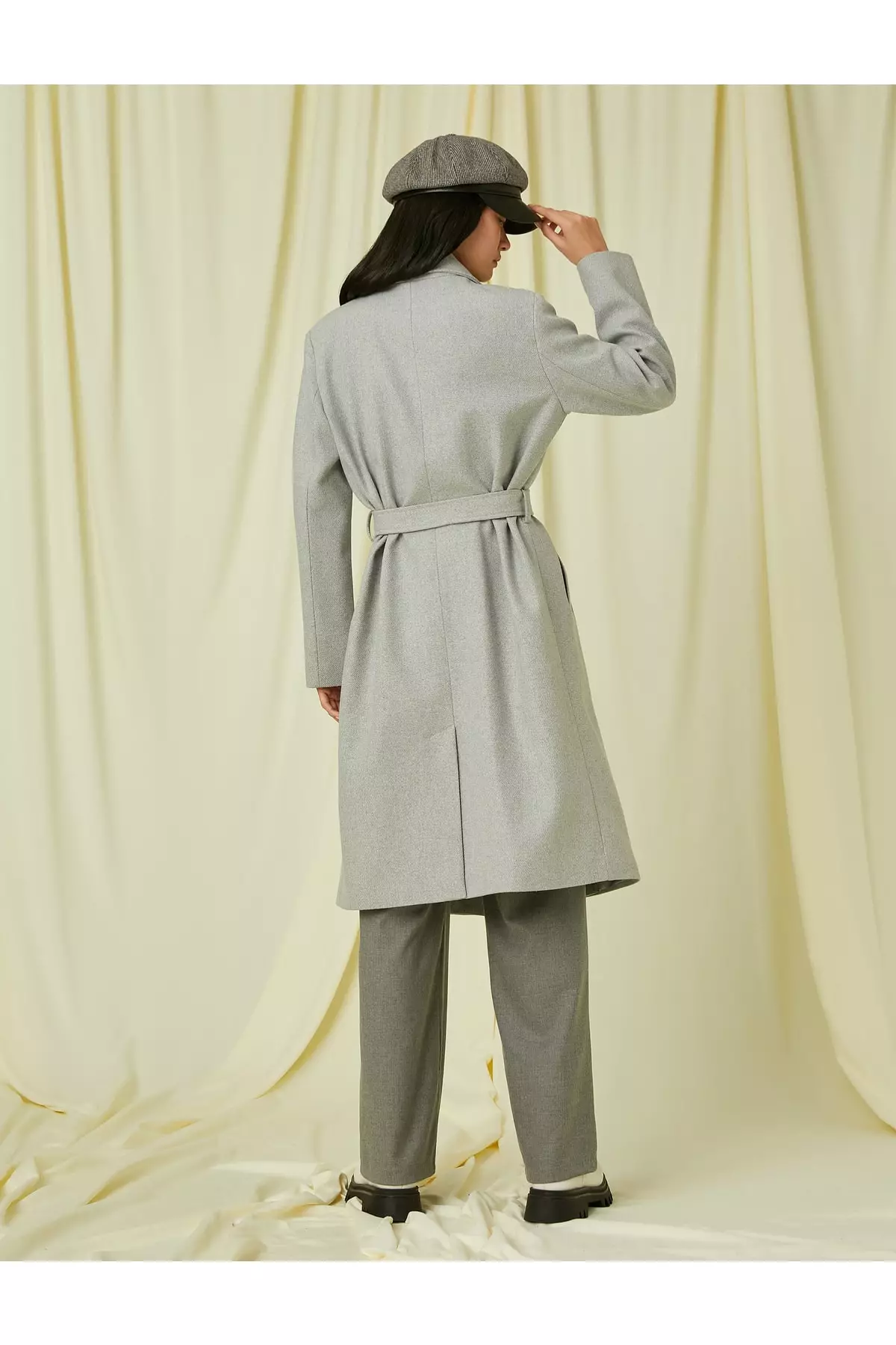 KOTON Midi Double-Breasted Cashmere Coat