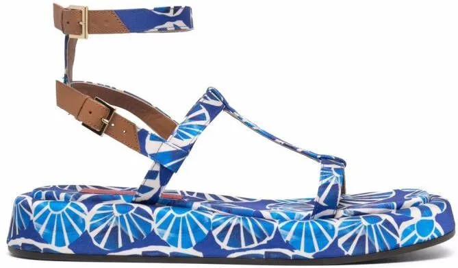 La DoubleJ Jazzy seashell-print sandals Blue