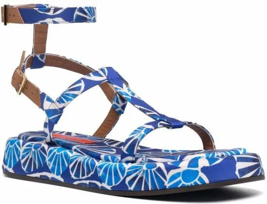 La DoubleJ Jazzy seashell-print sandals Blue