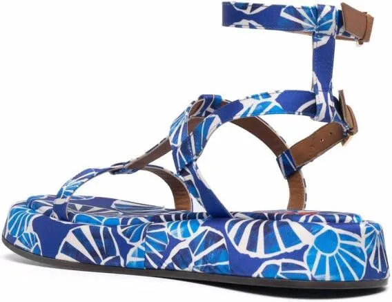 La DoubleJ Jazzy seashell-print sandals Blue