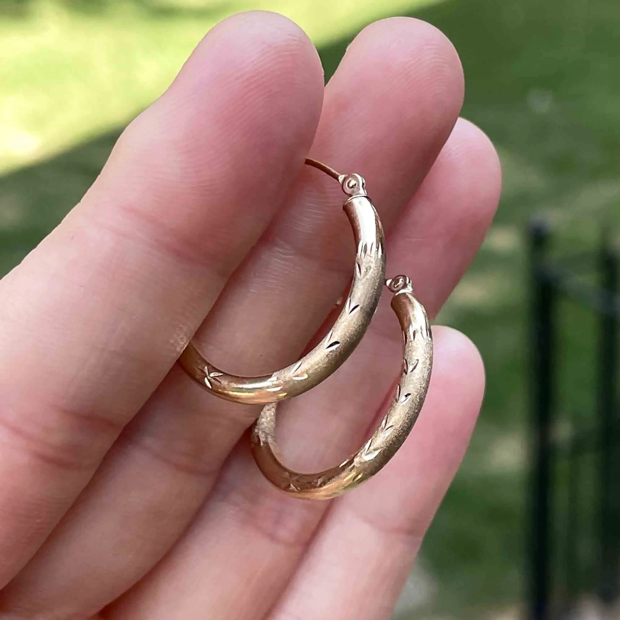 Large 10K Textured Gold Hoop Earrings