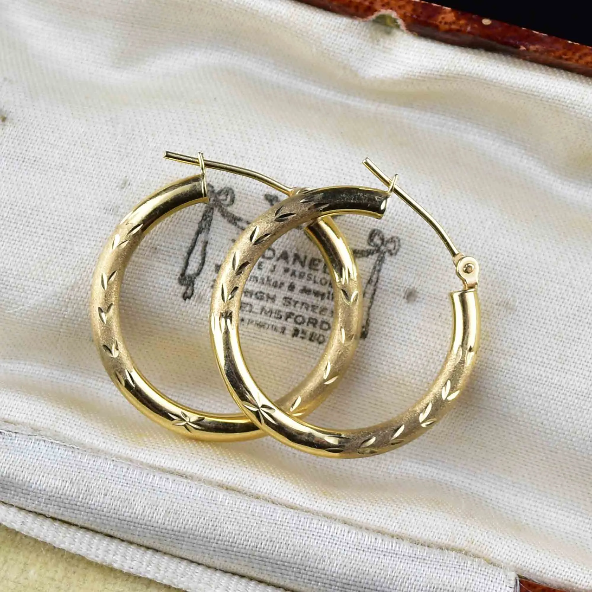 Large 10K Textured Gold Hoop Earrings